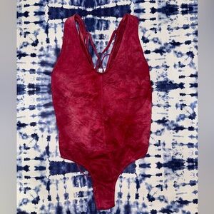 Soft velour tie-up body suit size medium